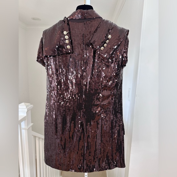 NWT Retrofete SET Tuxedo Blazer Pant Suit Dark Brown Sequin Medium $1100 Retail - Picture 13 of 16